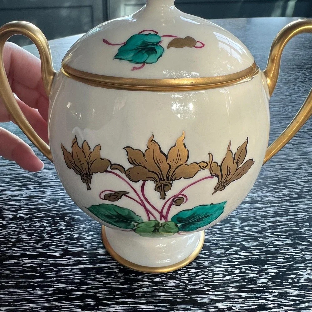Francisco china sugar bowl painted‎ in art deco style